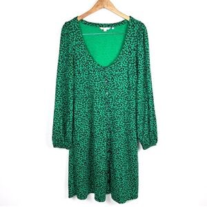 Boden Button Front Jersey Floral Mini Dress